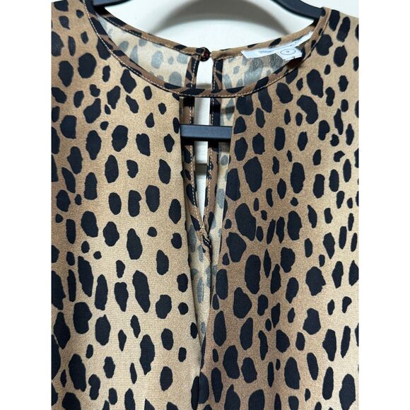 GOOD AMERICAN Double Keyhole Leopard Print Blouse, Sz XS - Picture 3 of 12